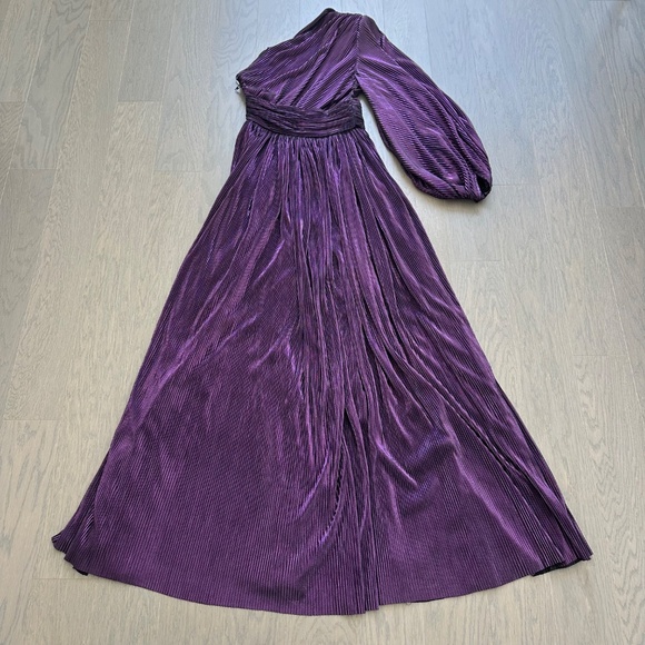 Bronx and Banco Purple Metallic One Shoulder Florence Maxi Dress Gown SMALL - Picture 3 of 10